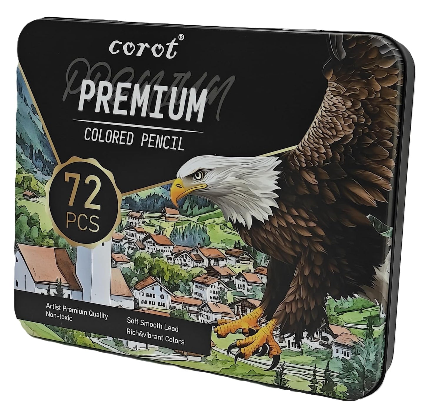 Corot Premium Coloured Pencils, 72 Pieces, Professional Art Set with Rich Vibrant Colours (Tin Box, 72Pcs)