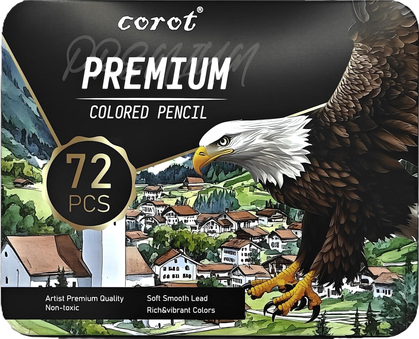 Corot Premium Coloured Pencils, 72 Pieces, Professional Art Set with Rich Vibrant Colours (Tin Box, 72Pcs)