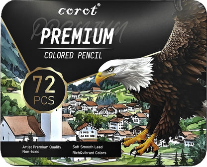 Corot Premium Coloured Pencils, 72 Pieces, Professional Art Set with Rich Vibrant Colours (Tin Box, 72Pcs)