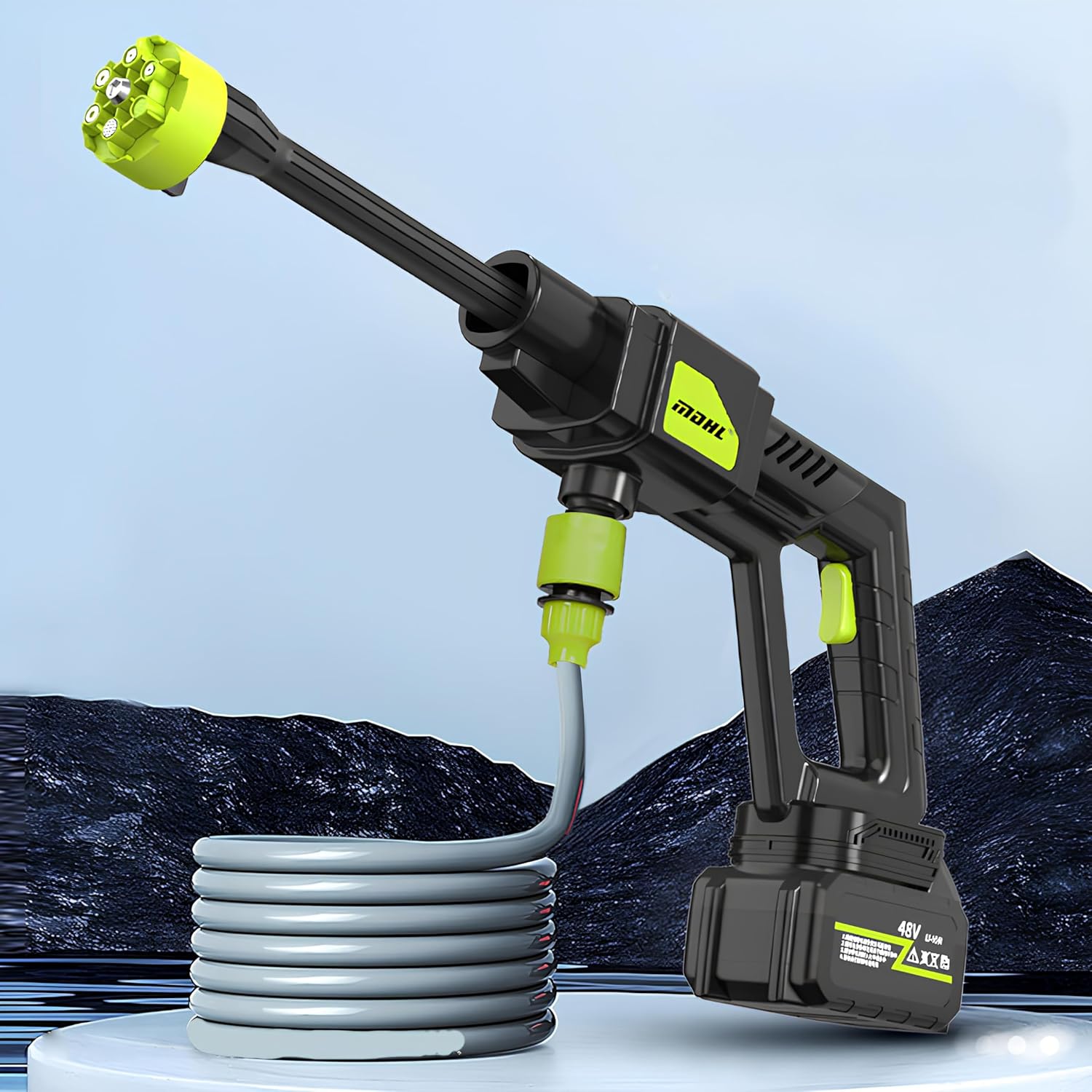 The Venti 48V Portable Pressure Washer with 24000 mAH(12000mAh x 2 Battery),6in1 Nozzle,Rechargeable|Cordless Pressure Washer Gun| Handheld | Car Washer Gun (2 Battery)
