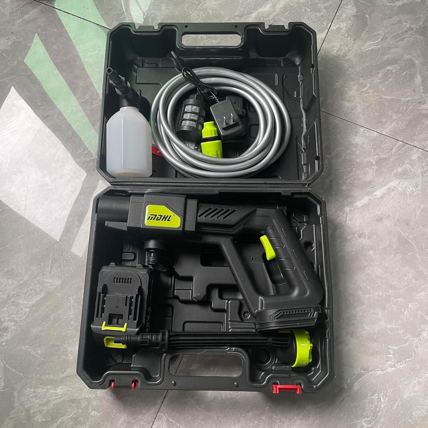The Venti 48V Portable Pressure Washer with 24000 mAH(12000mAh x 2 Battery),6in1 Nozzle,Rechargeable|Cordless Pressure Washer Gun| Handheld | Car Washer Gun (2 Battery)