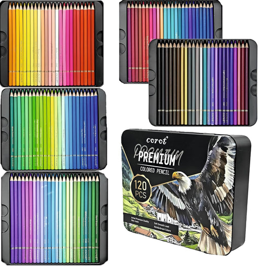 Corot Premium Coloured Pencils, 120 Pieces, Professional Art Set with Rich Vibrant Colours (Tin Box, 120Pcs)