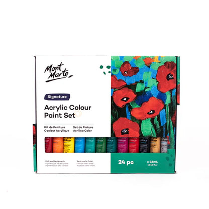 Mont Marte Acrylic Paint Set – 24 Colors x 36ml | For Canvas, Wood & More