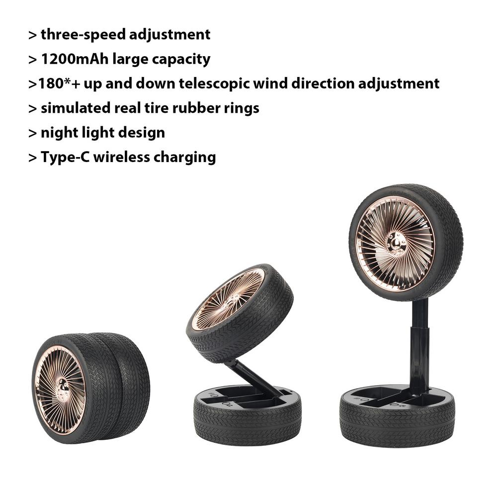 Rechargeable Tyre Shaped Electric Fan – Portable & Powerful Desk Fan
