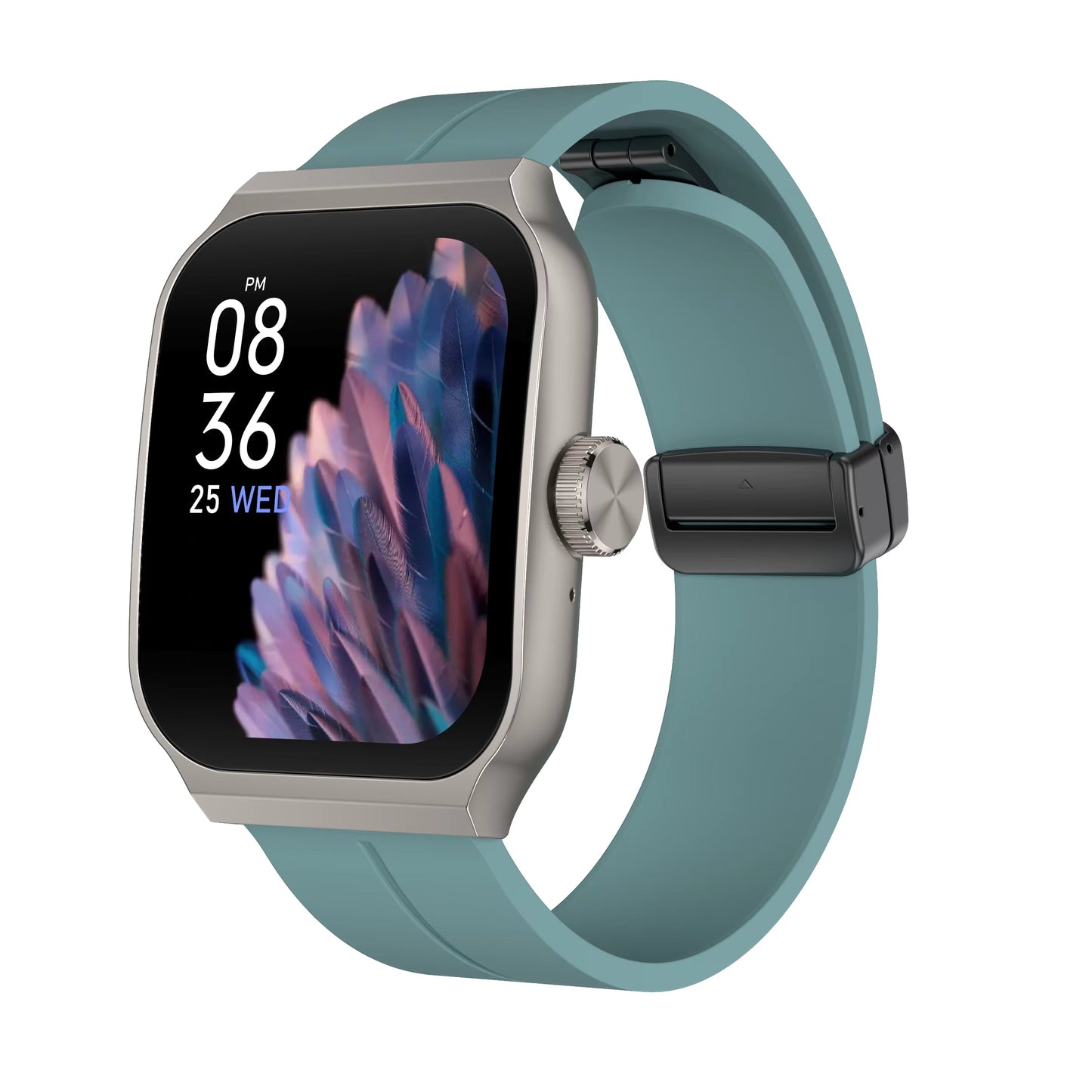 THE VENTI MediaTek Smart Watch 1.96inch Super AMOLED 3D Flexible Design Screen Bluetooth Calling Heart Rate IP67 Waterproof Smartwatch for Android iOS (1.96", Teal Green)