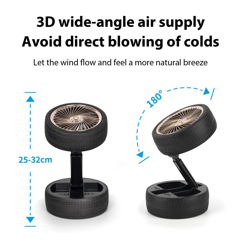 Rechargeable Tyre Shaped Electric Fan – Portable & Powerful Desk Fan