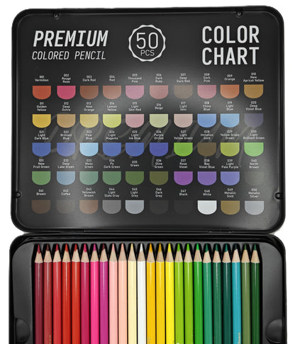 Corot Premium Coloured Pencils, 50 Pieces
