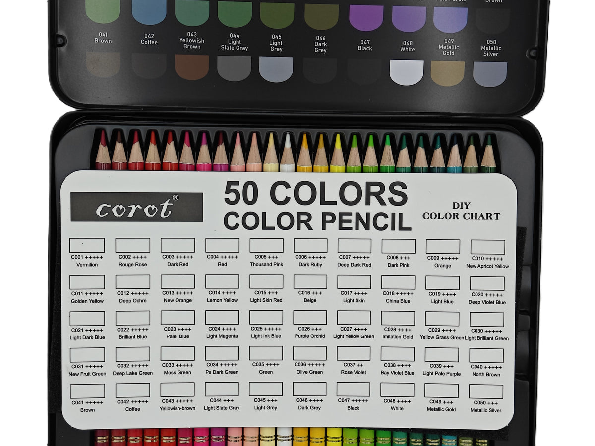 Corot Premium Coloured Pencils, 50 Pieces
