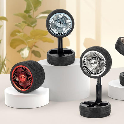 Rechargeable Tyre Shaped Electric Fan – Portable & Powerful Desk Fan