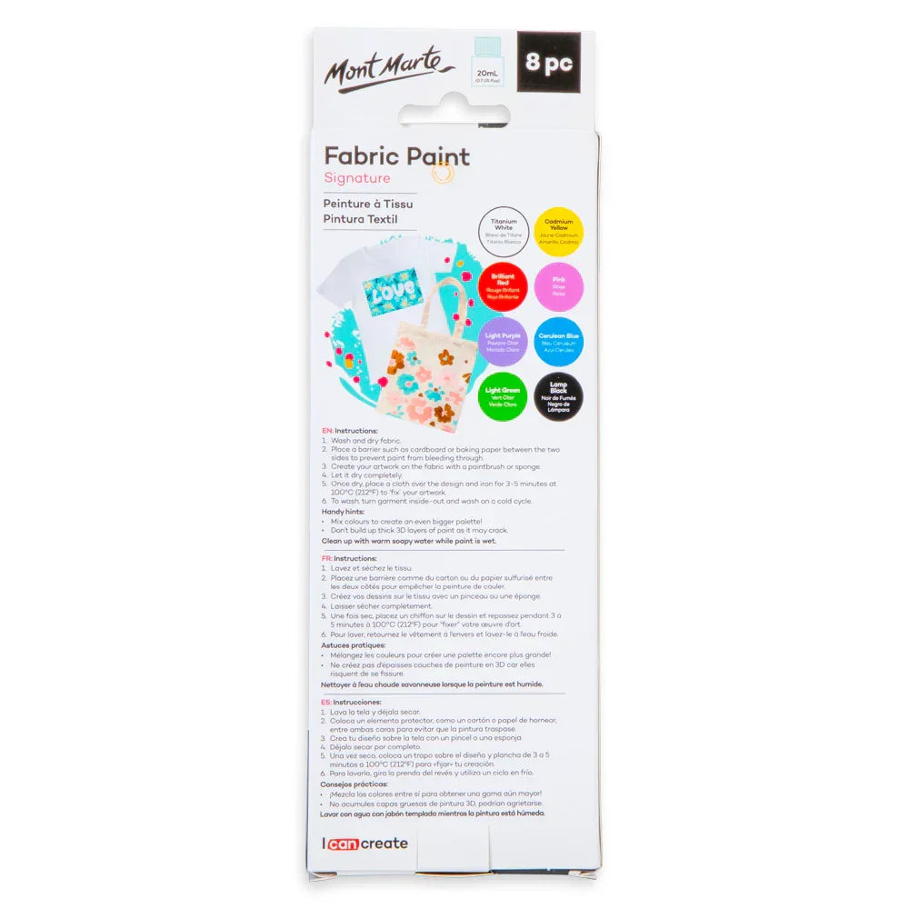 Mont Marte Fabric Paint Set 8Pc X 20Ml