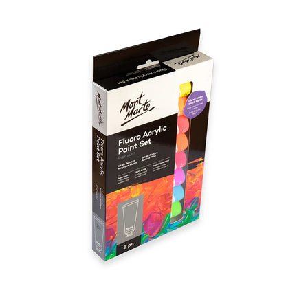 Mont Marte Fluoro Acrylic Paint Set Premium 8pc x 36ml.