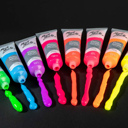 Mont Marte Fluoro Acrylic Paint Set Premium 8pc x 36ml.