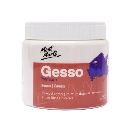 Mont Marte Gesso Universal Primer – 500ml White | For Acrylic & Oil Painting