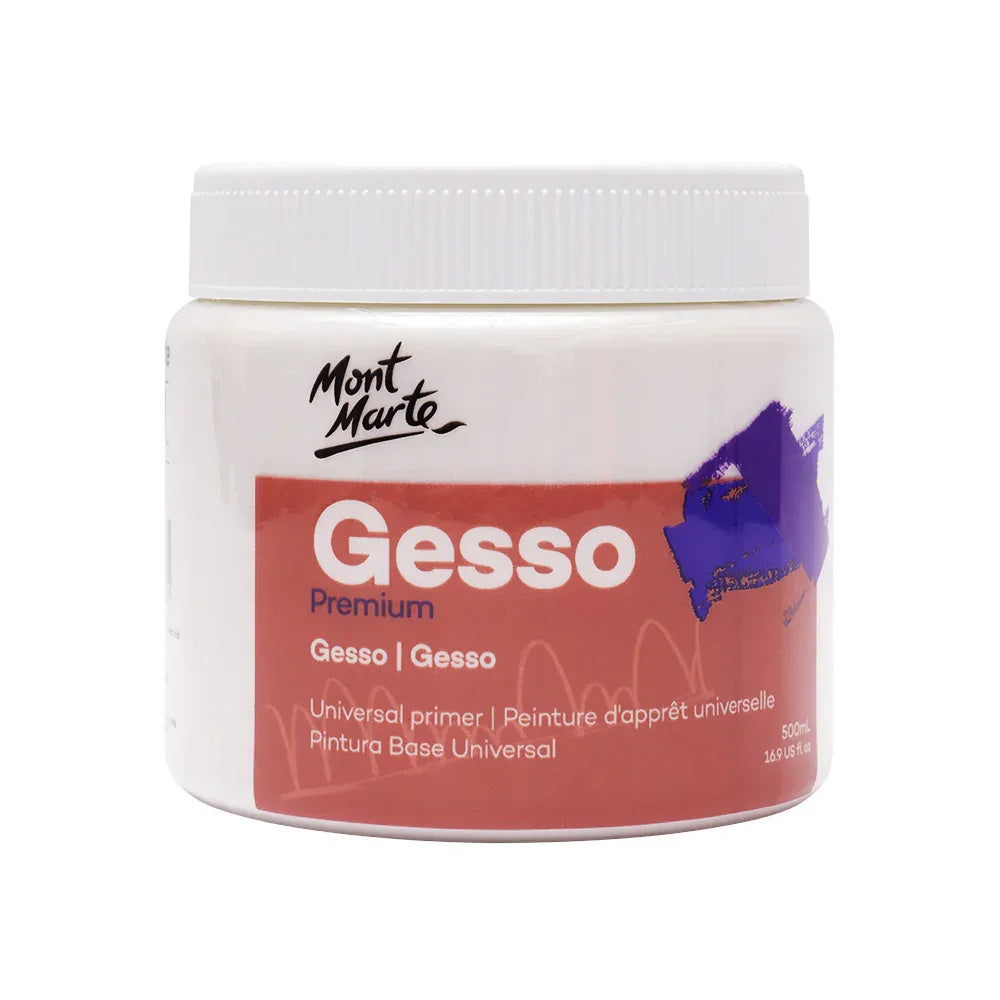 Mont Marte Gesso Universal Primer – 500ml White | For Acrylic & Oil Painting