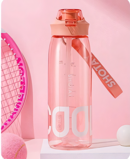SHOTAY Sports Water Bottle with Flip-Top Straw & Woven Lanyard ST 6265- 1L