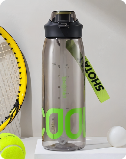 SHOTAY Sports Water Bottle with Flip-Top Straw & Woven Lanyard ST 6265- 1L