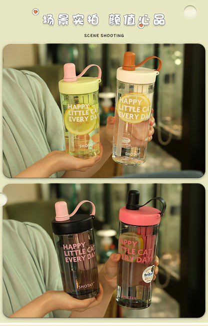 SHOTAY Water Bottle with Pop-Up Straw & Tea Infuser – ST 7164- 450ML
