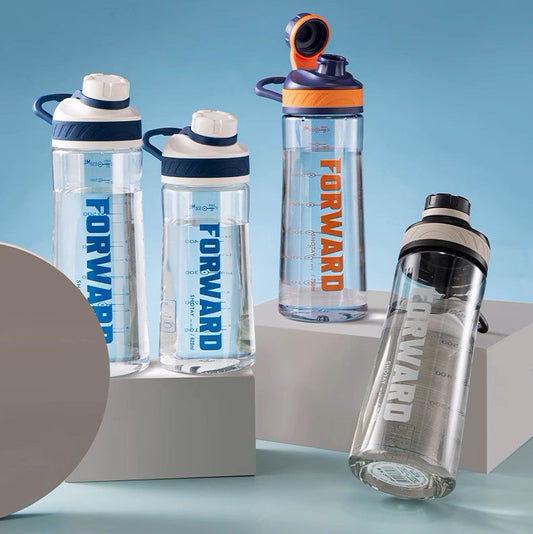 SHOTAY "FORWARD" Premium Sports Water Bottle – Shatter-Resistant Hydration Flask with Tethered Screw Cap, Carry Loop & Measurement Markers ST6623