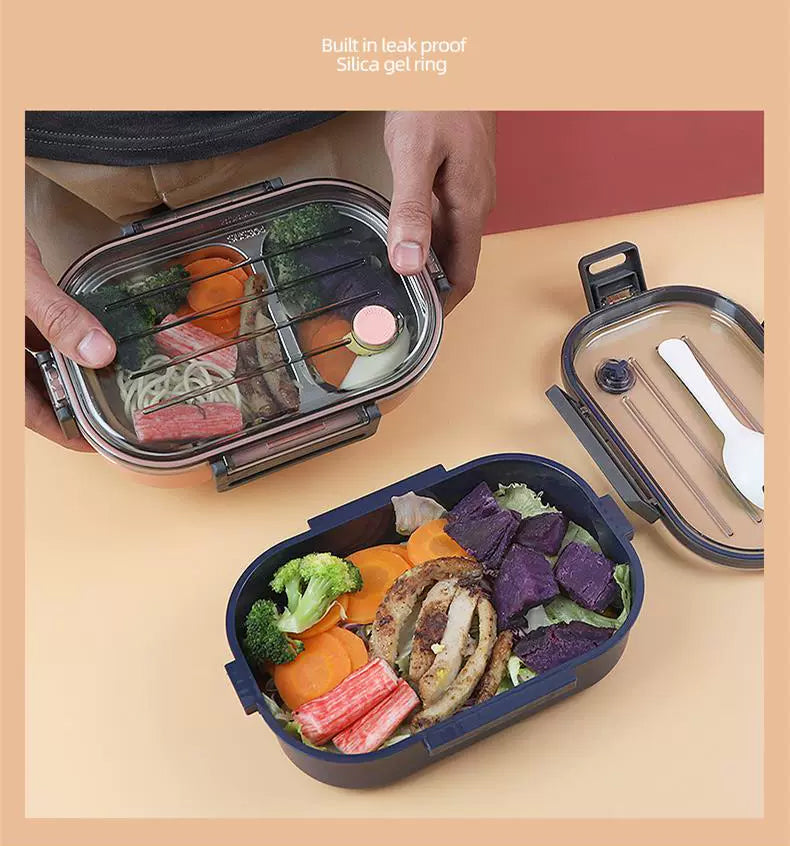 Leak-Proof Modular Lunch Box with Clear Lid & Spork
