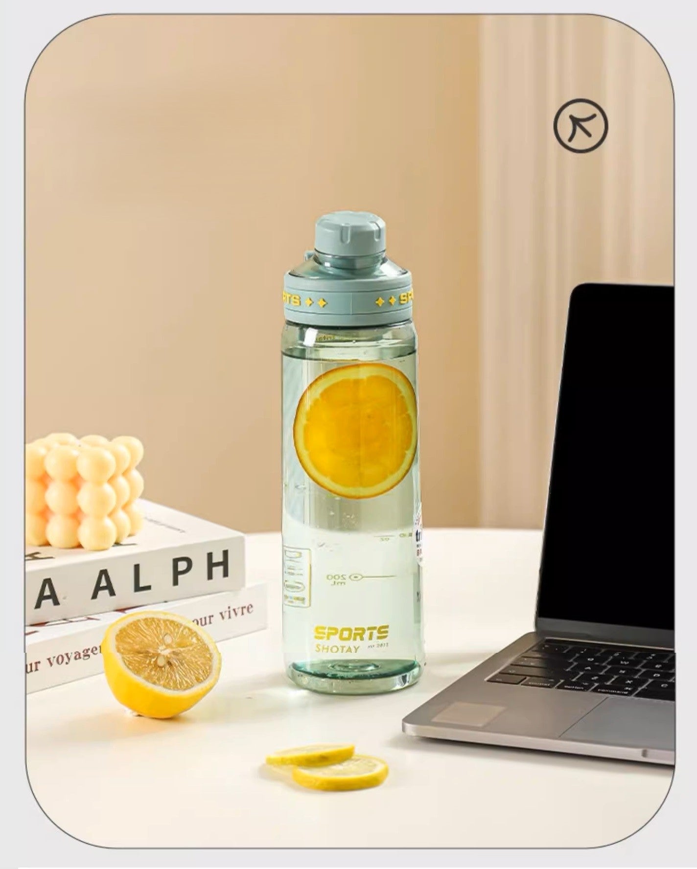 SHOTAY "SPORTS" Premium Tritan Water Bottle – BPA-Free, Leak-Proof Active Hydration Flask with Portable Handle & Fruit Infuser ST 7228