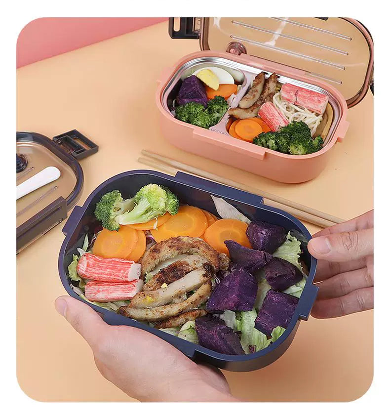 Leak-Proof Modular Lunch Box with Clear Lid & Spork