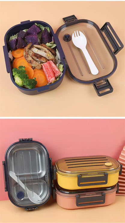 Leak-Proof Modular Lunch Box with Clear Lid & Spork