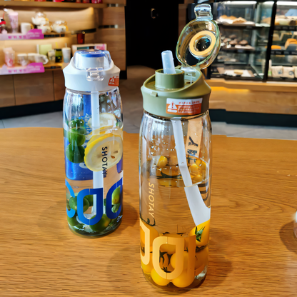 SHOTAY Sports Water Bottle with Flip-Top Straw & Woven Lanyard ST 6265- 1L