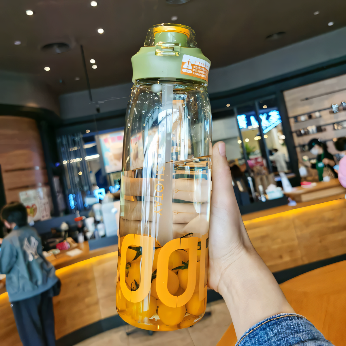 SHOTAY Sports Water Bottle with Flip-Top Straw & Woven Lanyard ST 6265- 1L