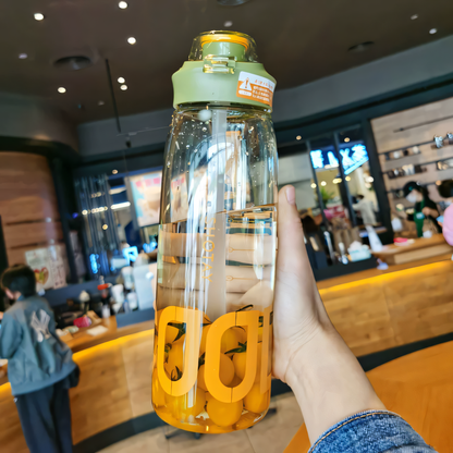 SHOTAY Sports Water Bottle with Flip-Top Straw & Woven Lanyard ST 6265- 1L