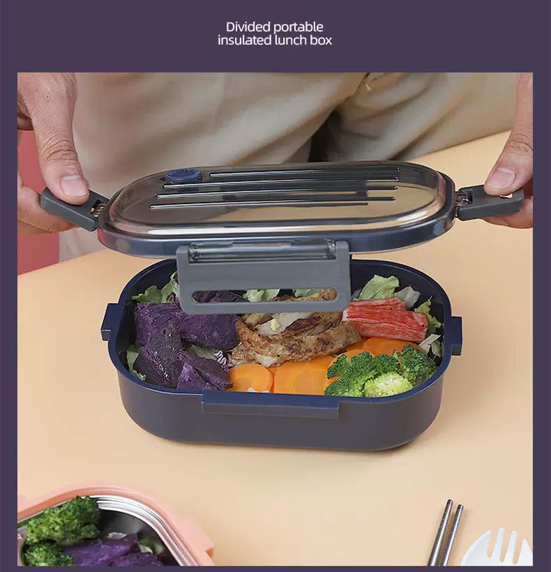Leak-Proof Modular Lunch Box with Clear Lid & Spork