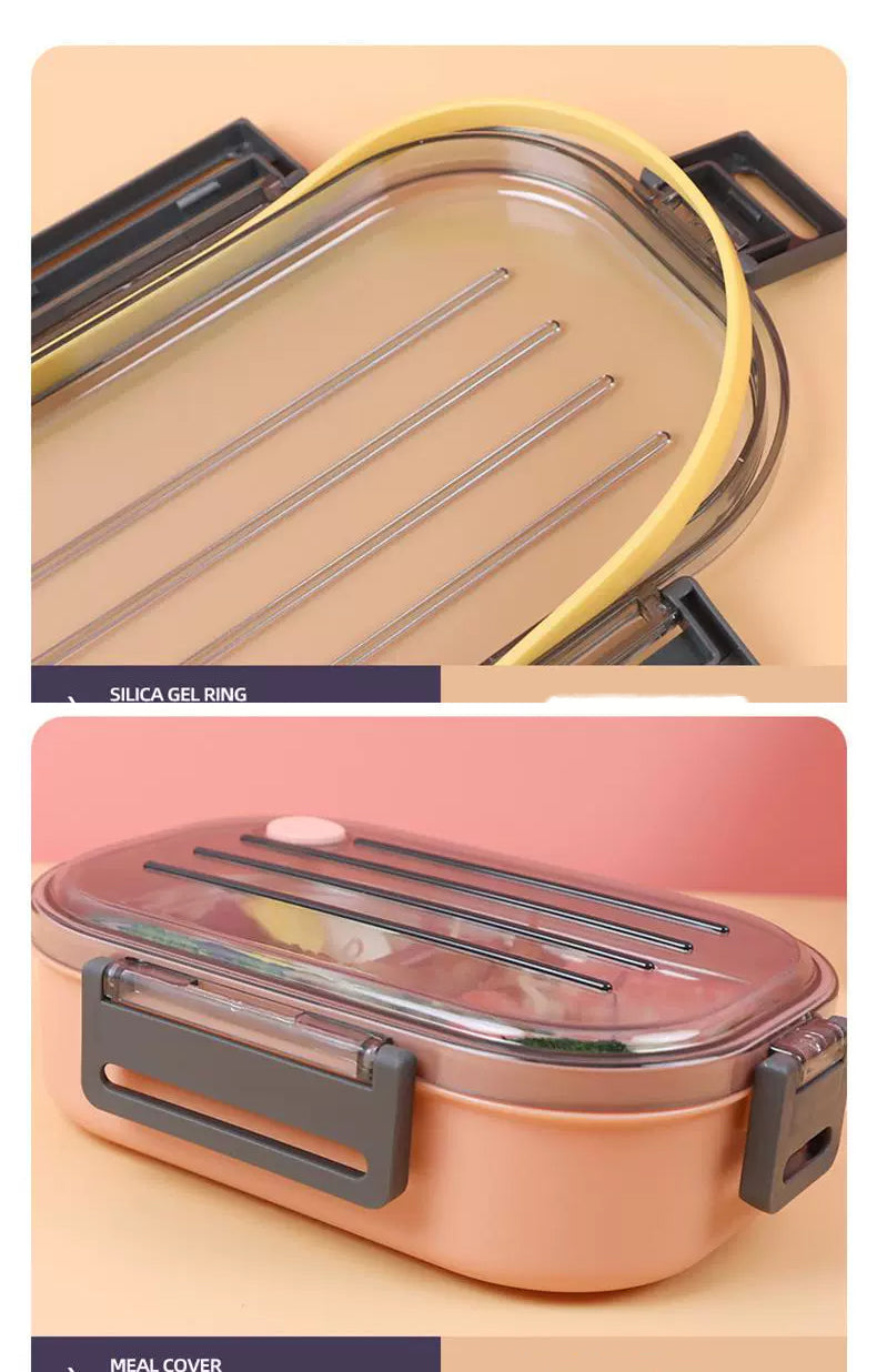 Leak-Proof Modular Lunch Box with Clear Lid & Spork