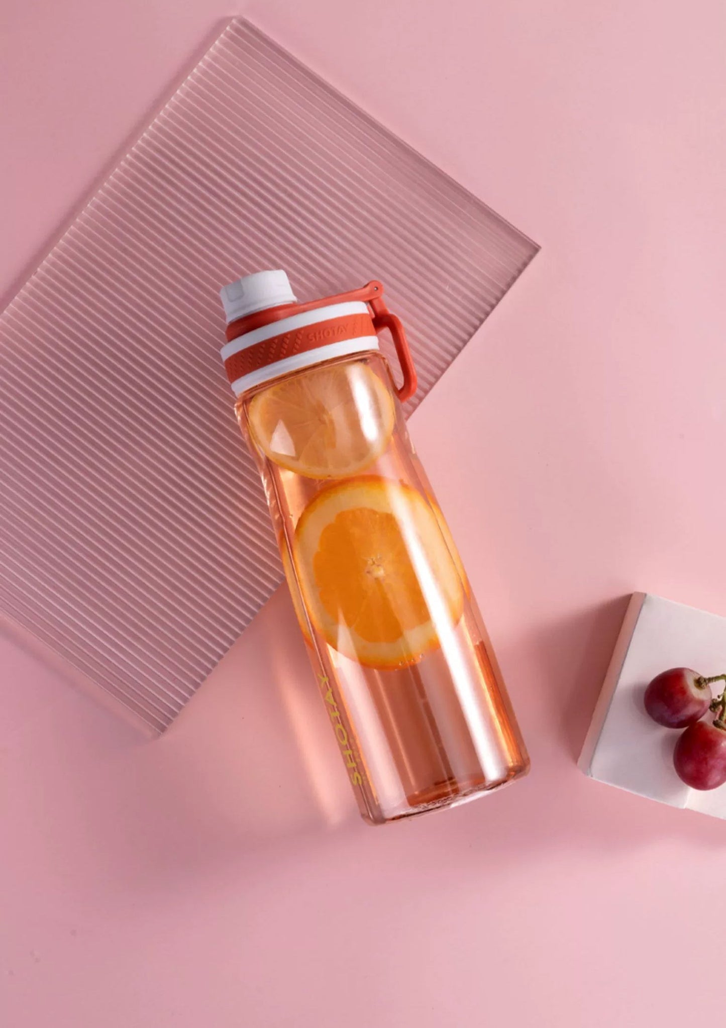 SHOTAY "COOL" Clear Sports Water Bottle with Carry Handle & Measurement Markers – Leak-Proof, Fruit Infusion Friendly Reusable Hydration Flask for Gym, Office, and Outdoors ST 6000