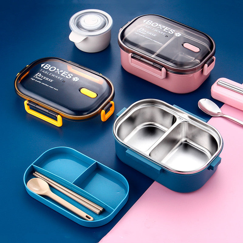 Stainless Steel Lunch Box, 1000ml Bento Box Two Compartments for School for Travel for Picnic (1000ML, Blue , Green , Pink  )