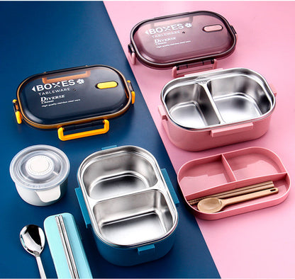 Stainless Steel Lunch Box, 1000ml Bento Box Two Compartments for School for Travel for Picnic (1000ML, Blue , Green , Pink  )