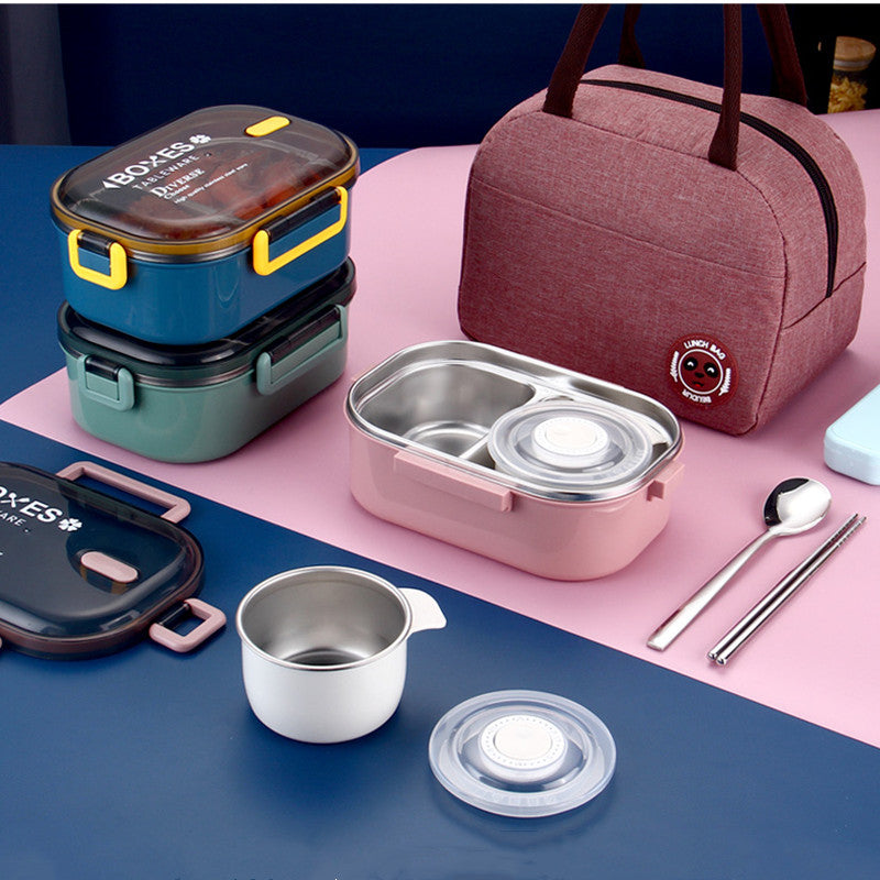 Stainless Steel Lunch Box, 1000ml Bento Box Two Compartments for School for Travel for Picnic (1000ML, Blue , Green , Pink  )