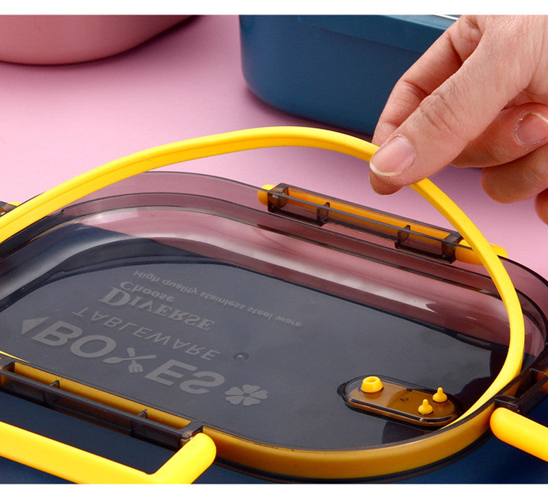 Stainless Steel Lunch Box, 1000ml Bento Box Two Compartments for School for Travel for Picnic (1000ML, Blue , Green , Pink  )