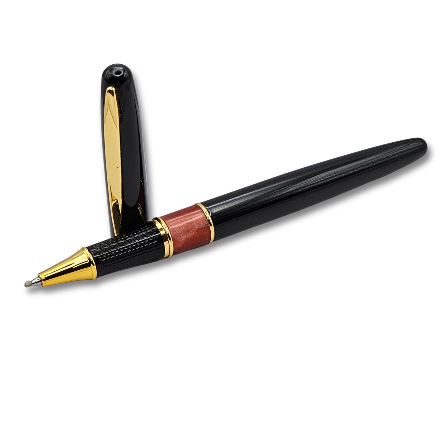 Elegant Gloss Black Executive Pen with Marbled Resin Accent