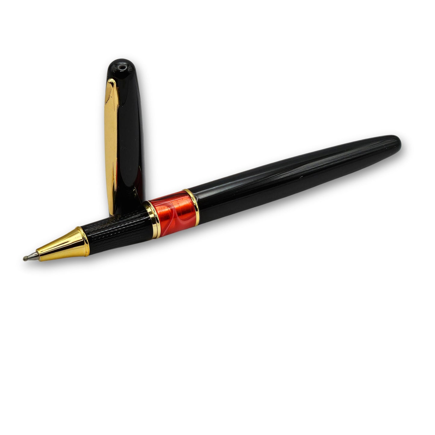 Elegant Gloss Black Executive Pen with Marbled Resin Accent