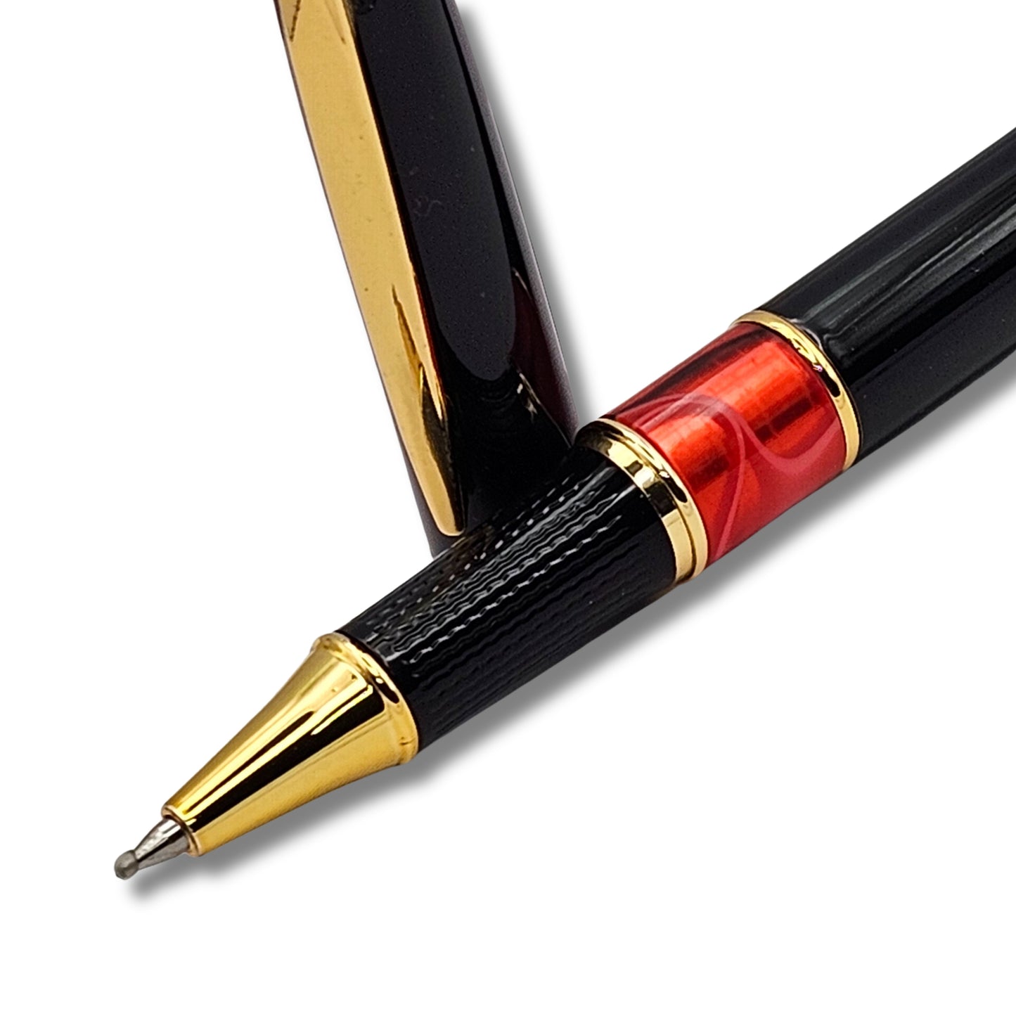 Elegant Gloss Black Executive Pen with Marbled Resin Accent