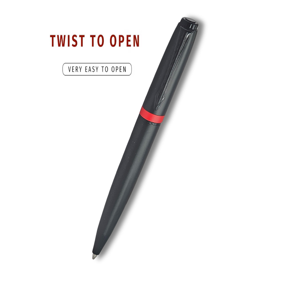 PAILI Sleek Matte Black & Vibrant Red Twist-Action Pen