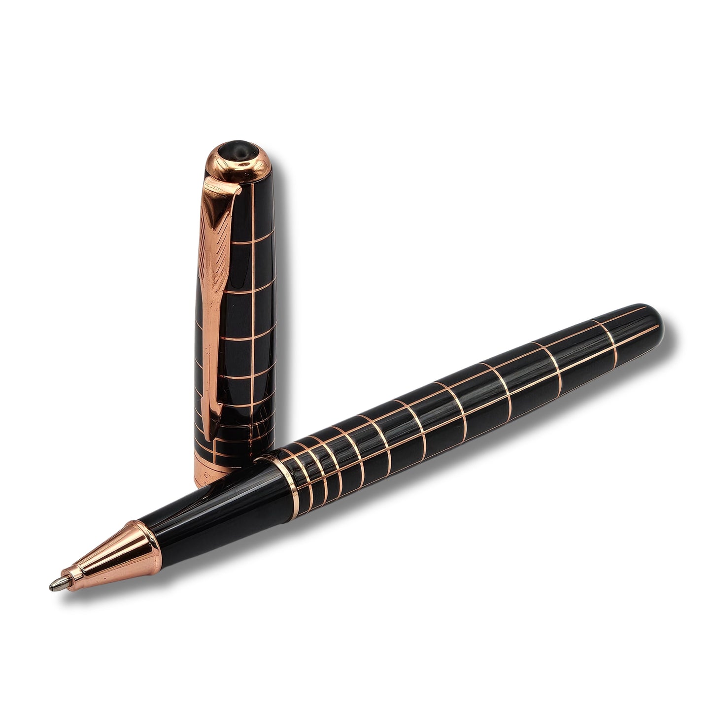 Modern Geometric Black & Rose Gold Executive Pen
