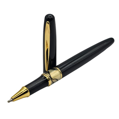 Elegant Gloss Black Executive Pen with Marbled Resin Accent
