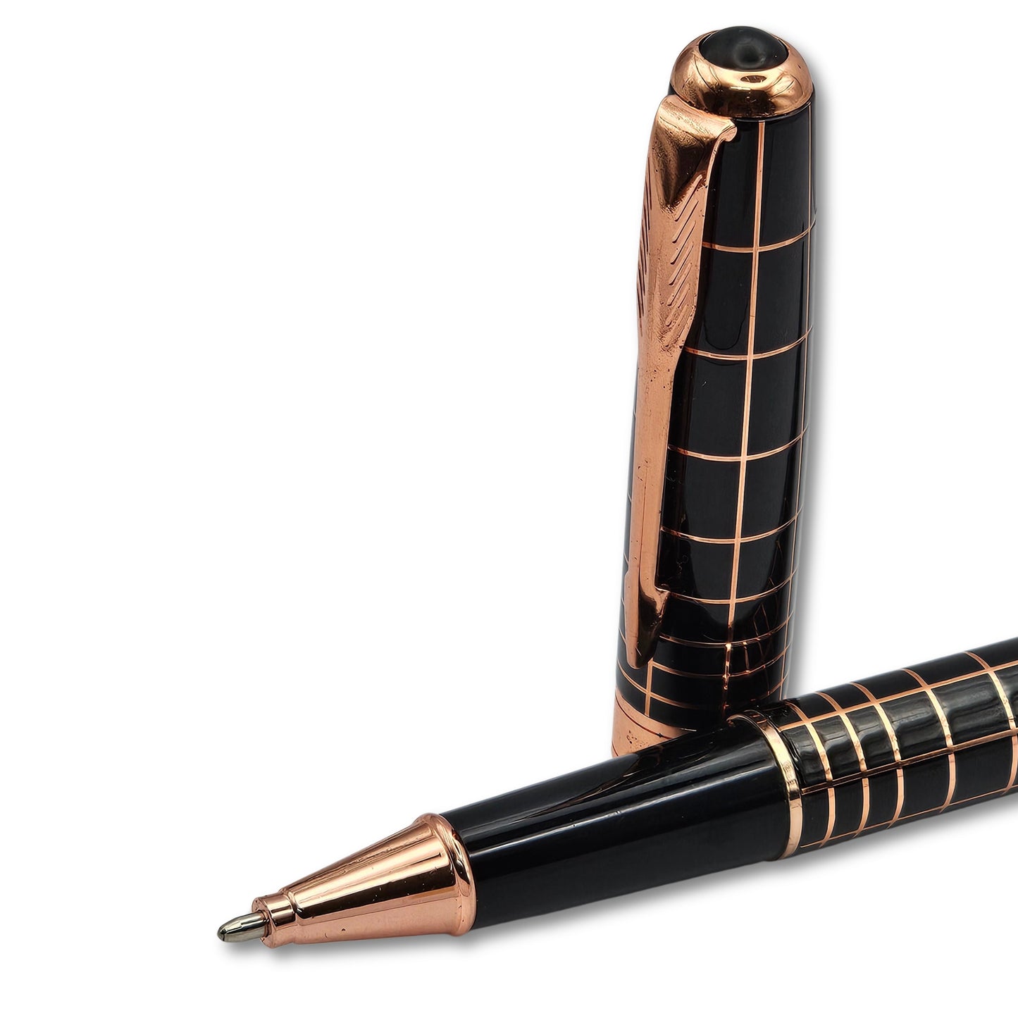 Modern Geometric Black & Rose Gold Executive Pen
