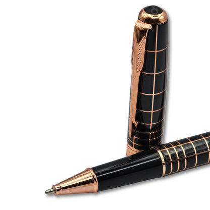 Modern Geometric Black & Rose Gold Executive Pen