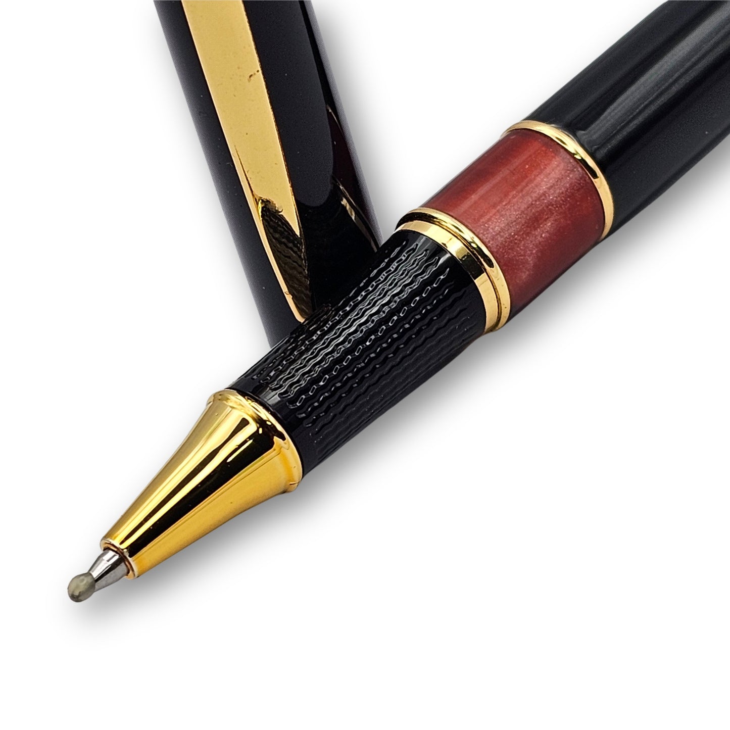 Elegant Gloss Black Executive Pen with Marbled Resin Accent