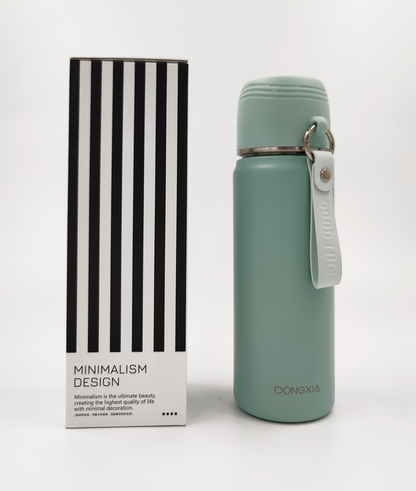 Thermosteel Water Bottle with Cup Lid – 450ml | 24Hr Hot & Cold | Leak-Proof