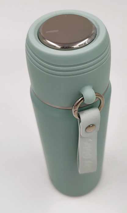 Thermosteel Water Bottle with Cup Lid – 450ml | 24Hr Hot & Cold | Leak-Proof