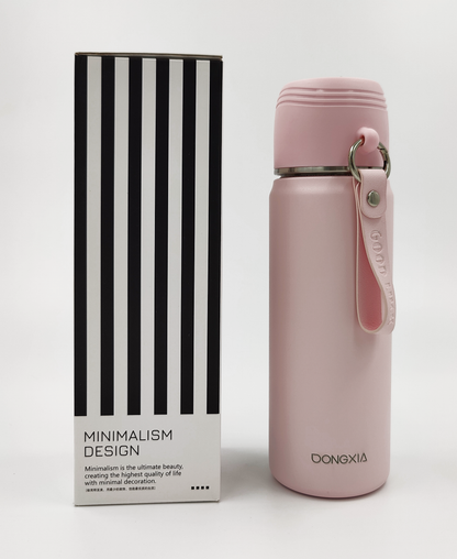Thermosteel Water Bottle with Cup Lid – 450ml | 24Hr Hot & Cold | Leak-Proof