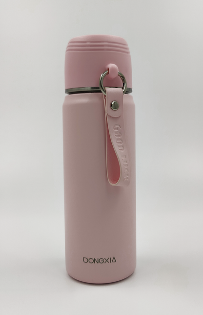 Thermosteel Water Bottle with Cup Lid – 450ml | 24Hr Hot & Cold | Leak-Proof