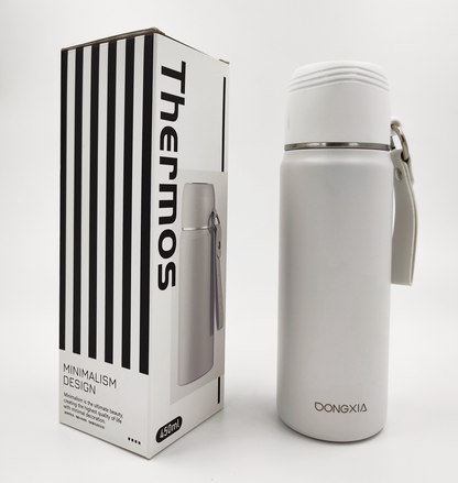 Thermosteel Water Bottle with Cup Lid – 450ml | 24Hr Hot & Cold | Leak-Proof